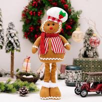 Žavinga imbierinio žmogaus šefo kepurės lėlė su tampoma konstrukcija Kalėdų namų dekoravimui Gingerbread Chef Hat Vest