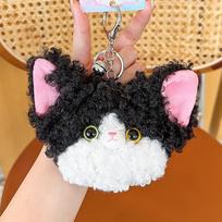 Žavingas Devon Rex katės pliušinis raktų pakabukas monetų dėklas Puikiai tinka dovanoms ir aksesuarams juoda
