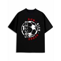 European sizes Run Kick Score Soccer Tee Men'S T-Shirt Black Limited Edition Top Unique Designs, Summer Prints Daily And Weekend Wear Comfortable S juoda