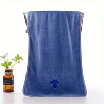 Microfiber Pet Bath Towel for Dogs Cats, Quick Dry Absorbent Paw Print Embroidery Pet Grooming Towel mėlyna