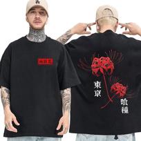 Japonija Anime Tokyo Ghoul Voras Lėlija Marškinėliai Vyrams Moterims T-shirt Šaunūs Kane Kiken Grafinis Spaudinys Marškinėliai Y2k Gatvės Stilius Porų Viršutiniai Drabužiai S juoda