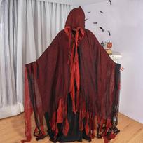 Christmas Velvet Halloween Grim Reaper Cloak long Hooded cape Unisex for  Devil Witch Wizard Christmas Cosplay red Death cloak One Size raudona