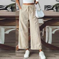 Women's Straight Leg Trousers Stretchy Business Office Suit Pants with Pockets S chaki