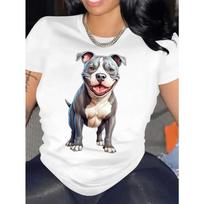 European Size Women's Casual American Pit Bull Terrier Graphic T-Shirt - Soft Stretch Round Neck Short Sleeve Tee S balta