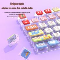 8090 Childhood PBT Translucent Dye-Sublimation Keycaps: Custom Four-Sided Transparent Design with Cartoon Theme for Mechanical Keyboards. 38*16*3 cm taip spalva