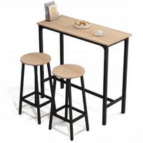 Baras: virtuvės stalas + 2 taburetės, modernus pramoninis loft stilius