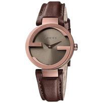 Gucci YA133504 Moteriškas laikrodis su į interlocking dizaino rudu ciferblatu 29 mm ruda