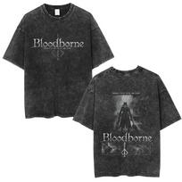 Washed Vintage Game Bloodborne Fear The Old Blood T Shirt Men Women Casual Oversized Tshirt Male High Quality Cotton Tshirts S