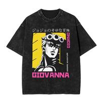 Giorno Giovanna JoJos Bizarre Adventure Tshirt Manga Washed T Shirt Men Women Clothing Summer Pure Cotton Short Sleeve Tees S