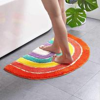 Striped Bath Mat in Colors Half-Round Microfiber Non-Slip And Absorbent for Bathtub, Shower, Bathroom, Kitchen, Hallway, Bedroom Washable 50x80cm,2024