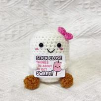 Crochet Funny Positive Marshmallows Doll Home Room Decoration Handmade Knitted Marshmallows Desk Ornament For Best Friend Couple