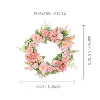 Front Spring Door Wreath Led Light Vibrant Multi-Colored Festive Decoration Indoor Outdoor Flower Wreath Decor For Home Holiday Wedding Party