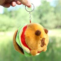 Kawaii Cute Capibara Hamburg Plush Keychain Kapibara Cute Bag Pendant Soft Capybara Burger Stuffed Doll Gift Plush Backpack Charm
