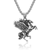 Vintage Greek Mythology Titanium Steel Winged Pegasus Unicorn Pendant Necklace Unisex Fashion Jewelry For Men And Women