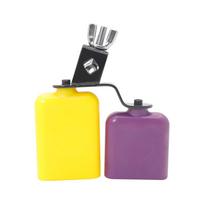 Double New Samba Whistle Agogo Bell High  Low Pitch Latin Percussion Cowbell With Striker Yellow Purple Blue Metal Knocker