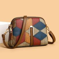 Mini Colorblock Crossbody Bag, Retro Rhombus Pattern Purse, Fashion Shoulder Bag For Women 18*15*8cm mėlyna