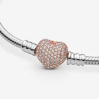 Pandora Moments Pave Heart Užsegimas Gyvatės grandinėlė 18 cm sidabras