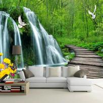 3D Tapetai Klasikinis Krioklys Kalnas Miškas Foto Sienų Lipdukai Svetainė TV Sofa Miegamasis Fono Sieninis Popierius 200 cm(W) x 140 cm(H) black