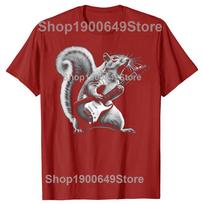 Funny Squirrel Playing Guitar Rock and Roll T-shirt Men Women's Fashion Casual Tshirt 100% Cotton Loose Oversized T Shirt Summer S
