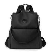 PU Backpack Women's Fashionable Casual Crossbody Bag Multi Functional School Rucksack juoda