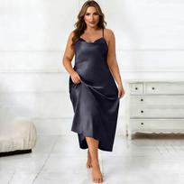 Women's One-piece Dress, Color, Casual And Loose-fitting, Vintage With Spaghetti Straps, Made Of Cotton And Linen Blend. XXL juoda
