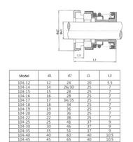 Modelis 104 Anglies/keraminis žiedas NBR sandariklis Mechaninis sandariklis Veleno sandariklis Vandens sandariklis Cirkuliaciniam siurbliui Vandens siurbliui 20mm gray