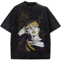 Anime JoJos Bizarre Adventure Gyro Graphic T Shirt Men Women Clothing Oversized Tshirt Washed Cotton Tee Harajuku Male Tshirt S