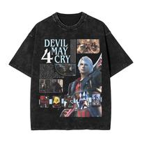 Devil May Cry  Dante Game Poster TShirt for Men Womne Clothing Trendy Washed Cotton T Shirt Summer Short Sleeve Tees Soft Tops S