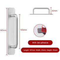 Black Silver Gold Punch-free Toilet Window Sliding Door Knobs Furniture Hardware Door Handle Cabinet Pulls