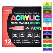 12/24/48 Spalvų Akriliniai Dažų Žymekliai Teptuko Galiuku Dažų Žymekliai Akmenų Dažymui Medžio Akmens Kalėdinė Dovana „Pasidaryk Pats“ Amatai
