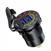 Ładowarka Usb Qc 12V 24V Miernik Woltomierz Led Do Zabudowy On/Off Do Auta