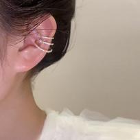 Silver Tone Ear Cuff Clip with Micro Pave Zirconia Star Design Non Pierced Cartilage Earring for Women Adjustable Fit
