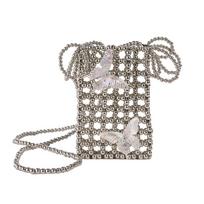 Woven Crossbody Phone Pouch Shiny Storage Bag Bohemian Beaded Shoulder Bag  Travel sidabras