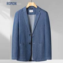 ROMON Men's Casual Denim Blazer 185