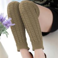 Solid Color Thigh High Stockings Women Trendy Casual Female Long Socks Pile Up Thermal Warm Leg Warmers For Ladies One Size chaki