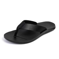 Men's Trendy Casual Flip-Flops: Soft Sole Thong Beach Slippers, EU Sizes 39-47 43 visos juodos spalvos