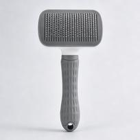Effortless One-Step Clean Pet Grooming Brush, Gentle Hair Remover Massage Tool for Dog Cat Long Short Coat pilka spalva