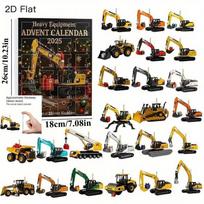 Car 2D Advent Calendar 24 Days Acrylic Truck Excavator Pendant Charm Christmas Ornament Countdown Calendar Gift one-size