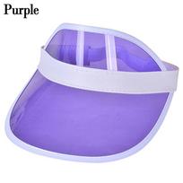 Transparent Empty Top Plastic PVC Sunshade Hat Visor Caps Summer Anti-UV Women Men Baseball Hat Bicycle Sun Hat violetinė