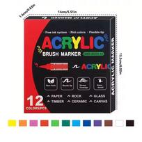 Colors 12-72 Acrylic Paint Markers Soft Brush Tip Large Ink Capacity Acrylicmarker Brush Pens Professional-Grade Paint Pen