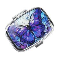 Decorative Medicine Holder with 2 Compartment Portable Pill Container Metal Pill Organizer To Hold Supplements Vitamins Fish Oil