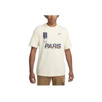 Nike Max 90 Futbolas Paris Saint-Germain Raidžių Spaudinys Apvalus Kaklas Trumpomis Rankovėmis T-Shirt Vyriški Viršutiniai Drabužiai Kokoso Pienas FD1092-113 L