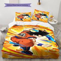 Son Goku Pattern Bedding,Quilt Set Quilt Cover Pillowcase Home Birthday Gift (1 * duvet cover + 2 * pillowcase, without core) 135x200cm