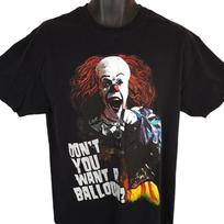IT Movie 100% Cotton T-shirt Mens Tees Top Mens Size Large Black Pennywise Balloon Horror Halloween 2XL