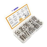 216Pcs Hexagon Socket Head Caps Screw Assortment Set Round Head Machine Screws with Flat & Lock Washers Enduring 1