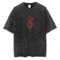Anime Berserk Cotton TShirt Hip Hop Streetwear T Shirt Guts Washed TShirt Summer Men Casual Loose Short Sleeve Harajuku S