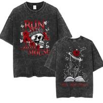 Run Little Mouse Haunting Adeline Vintage Washed T Shirts Men Women Aesthetic Fashion Cotton Short Sleeve Tshirt Yk Streetwear S