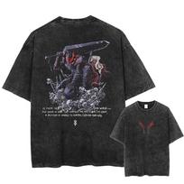 Berserk Manga T Shirt Harajuku Gothic Tshirt Washed Casual Oversized Tshirt Clothing Summer Short Sleeve Cotton Tees Streetwear S