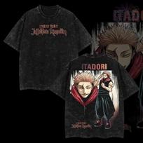Manga Jujutsu Kaisen T Shirt Men Women Clothing Itadori Yuji Printed Washed Oversized Tshirt Short Sleeve  Cotton Tees Tops S