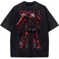 Mobile Suit Gundam Zaku II Printed Tshirt Mens and Womens Washed Tshirt High Quality Vintage Tshirt Harajuku YK Tops XL